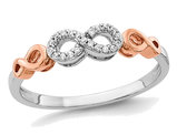 14K White and Rose Pink Gold Infinity Ring with Diamond Accents